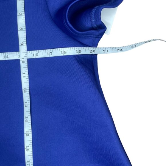 Tobi Women's Cobalt Blue Neoprene Swing Away Shift Low V-Neck Maxi Dress Sz L - Picture 5 of 10